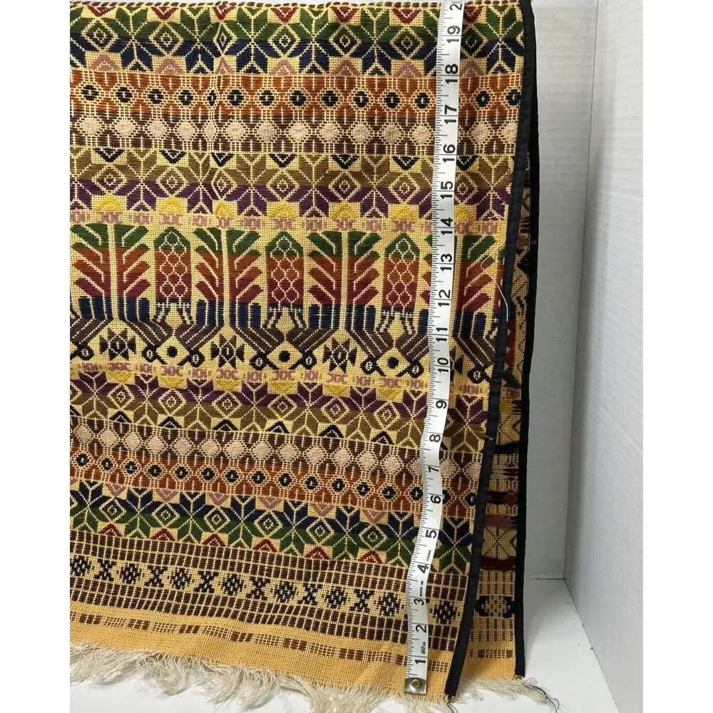 Guatemalan Quetzal Bird Hand Woven Textile Wall Hanging 17 X 41